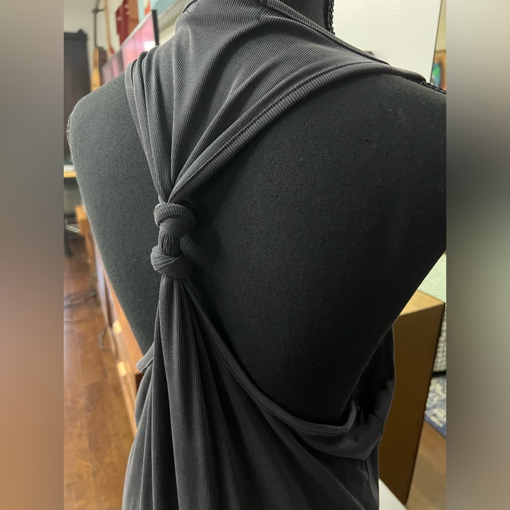 Washed black dress with knot detail. Size L. Hi low hem maxi length.